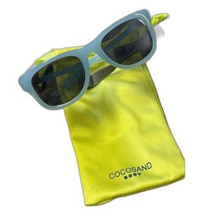 Cocosand Baby Sunglasses Blue Frames Adjustable Strap Pouch Infant Toddler Case